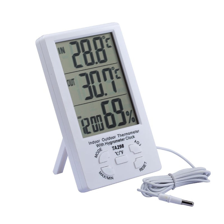 TA298 Digital LCD Humidity / Hygrometer and Thermometer with Extra Sensor Cable, TA298
