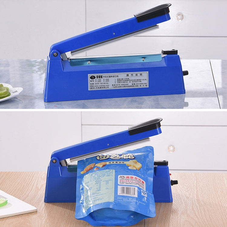 F-200 200mm Heat Sealing Hand Impulse Poly Sealer Closer Machine, Plastic Shell, 200mm Heat Sealing Machine