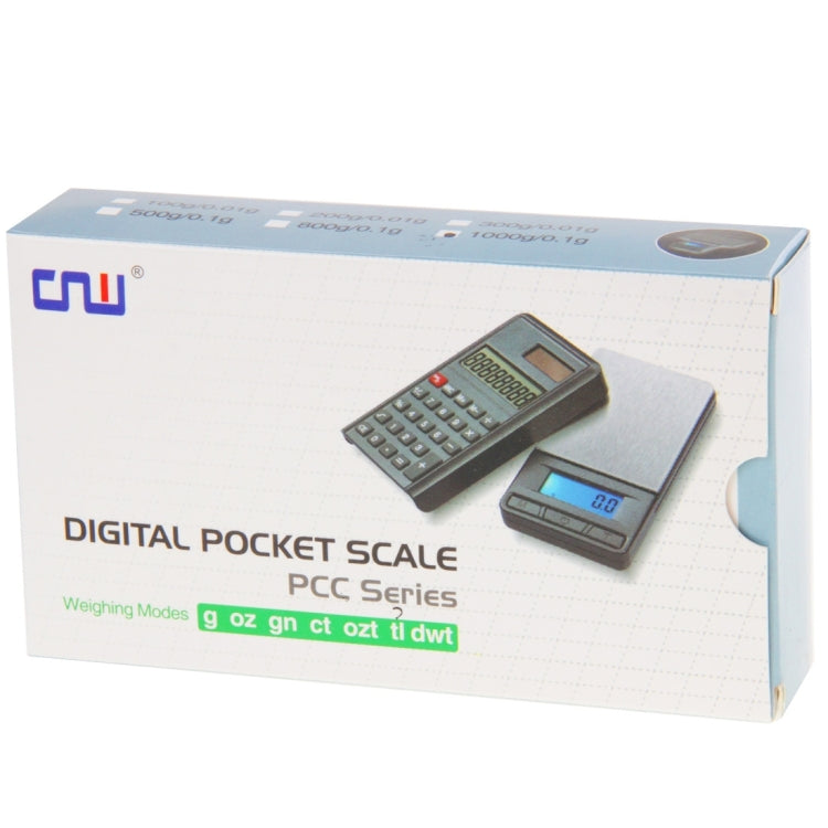 2 in 1 Electronic Pocket 1000g x 0.1g Jewelry  Digital Scale Balance + Calculator with Digits LCD Display, 1000g x 0.1g