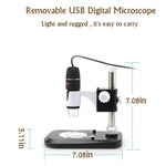 ميكروسكوب رقمي USB مزود بمكبر صورة 2.0MP وعدسة مكبرة 40X-800X مع 8 مصابيح LED وحامل احترافي، 40X-800X