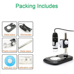 ميكروسكوب رقمي USB مزود بمكبر صورة 2.0MP وعدسة مكبرة 40X-800X مع 8 مصابيح LED وحامل احترافي، 40X-800X