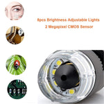 ميكروسكوب رقمي USB مزود بمكبر صورة 2.0MP وعدسة مكبرة 40X-800X مع 8 مصابيح LED وحامل احترافي، 40X-800X