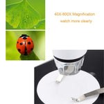 ميكروسكوب رقمي USB مزود بمكبر صورة 2.0MP وعدسة مكبرة 40X-800X مع 8 مصابيح LED وحامل احترافي، 40X-800X