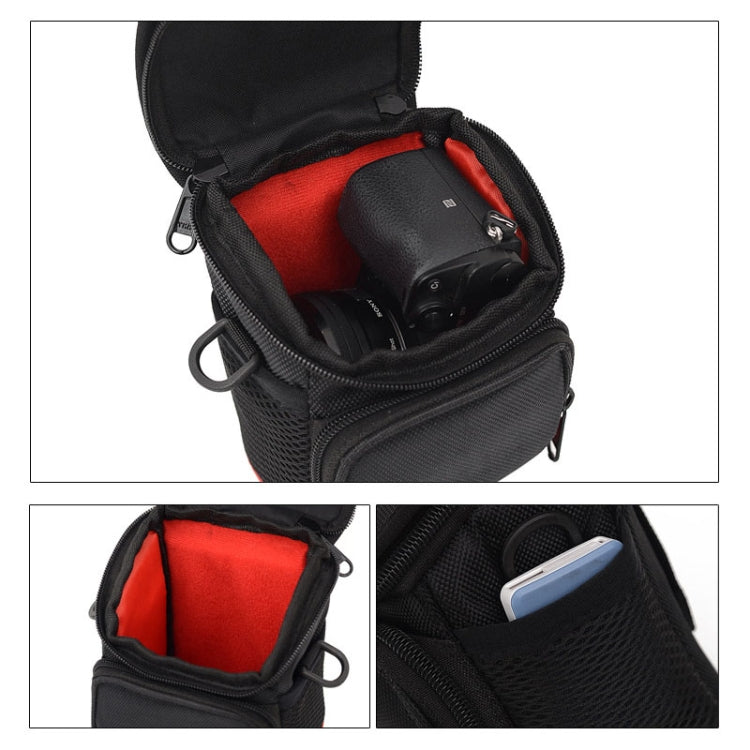 Universal Mini Digital Cloth Camera Bag with Strap, Size: 115 x 105 x 155mm, 11 x 10 x 15cm(Black)