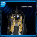 T7 Wired 3 Color Changeable 1200 DPI 1600DPI 2400DPI Gaming USB Optical Mouse, T7