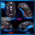 T7 Wired 3 Color Changeable 1200 DPI 1600DPI 2400DPI Gaming USB Optical Mouse, T7