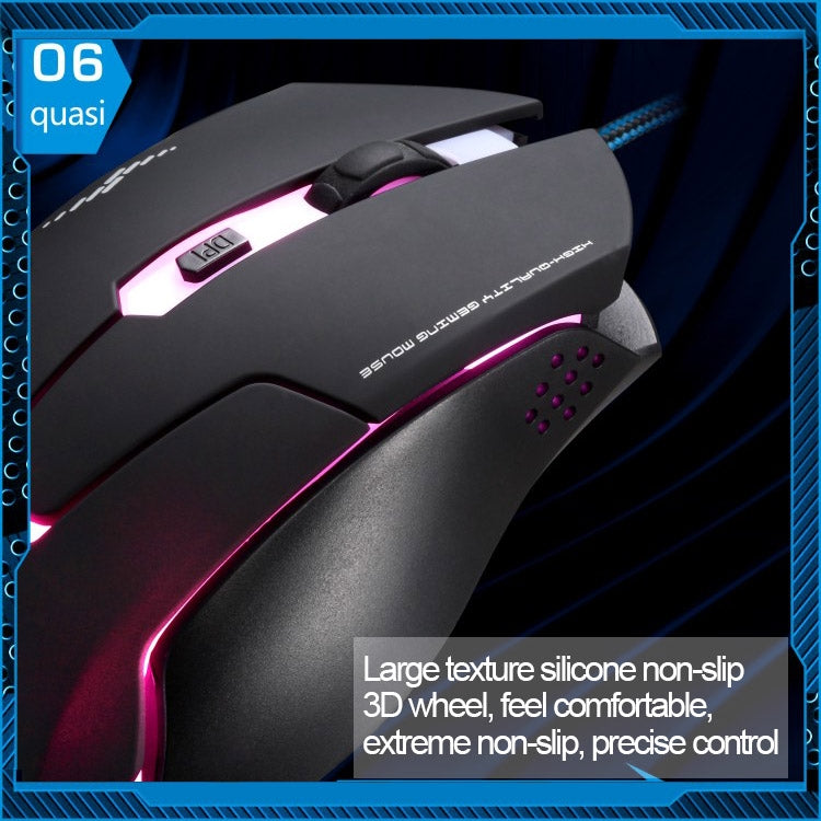 T7 Wired 3 Color Changeable 1200 DPI 1600DPI 2400DPI Gaming USB Optical Mouse, T7