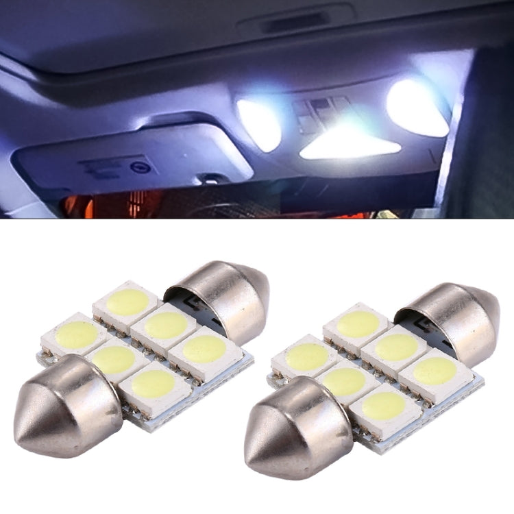 2 PCS 31mm Super White 6 LED Car Bulb Reading Light, 31mm