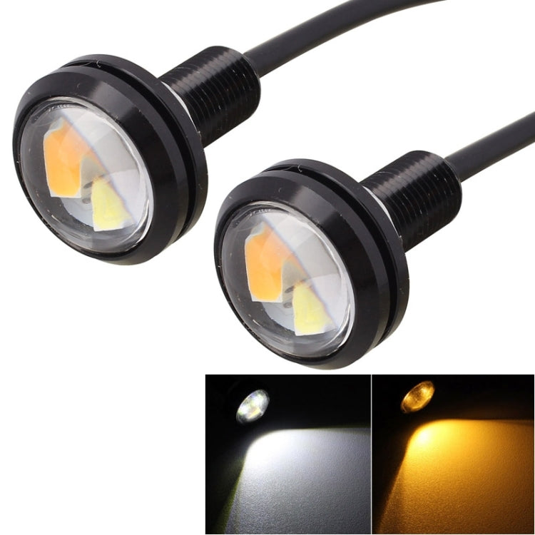 2 PCS  22.5mm 2W 200LM White + Yellow Light 4 LED SMD 5630 Eagle Eye Car Steering Light Daytime Running Light, 0