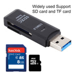 قارئ بطاقات USB 3.0 2 في 1، سرعة فائقة 5 جيجابت في الثانية، يدعم بطاقة SD / بطاقة TF