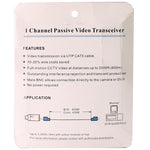 1 Channel Passive BNC Network Video Balun Transceiver, X202P-C