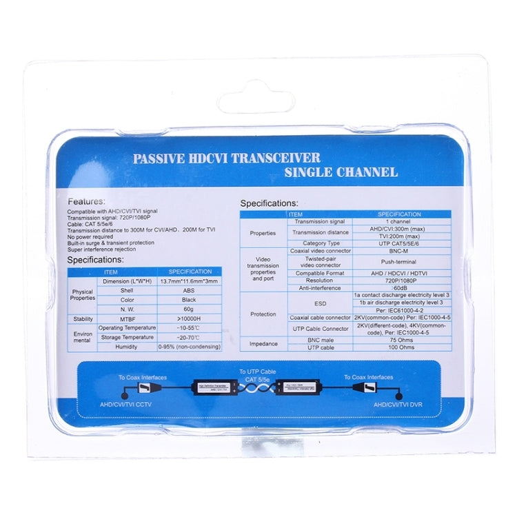 2 PCS HD 205C Coaxial CVI/TVI/AHD 1CH Passive Transceiver Video Balun, 205C