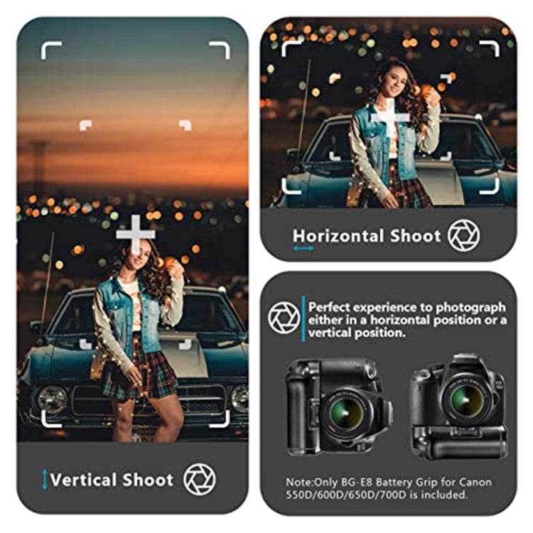 Battery Grip for Canon EOS 550D with Two Battery Holder, For Canon EOS 550D