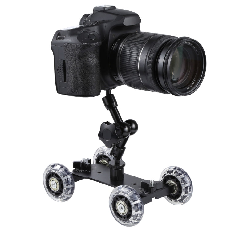 Floor Table Video Slider Track Dolly Car for DSLR Camera , Black