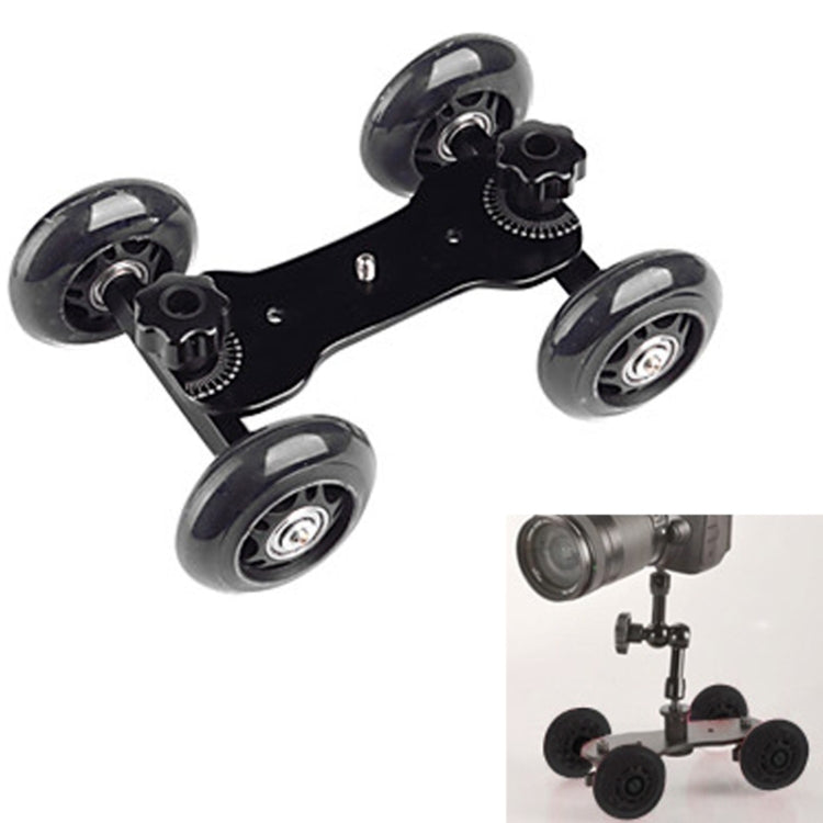 DEBO First Generation Camera Truck / Floor Table Video Slider Track Dolly Car for DSLR Camera / Camcorders, Black