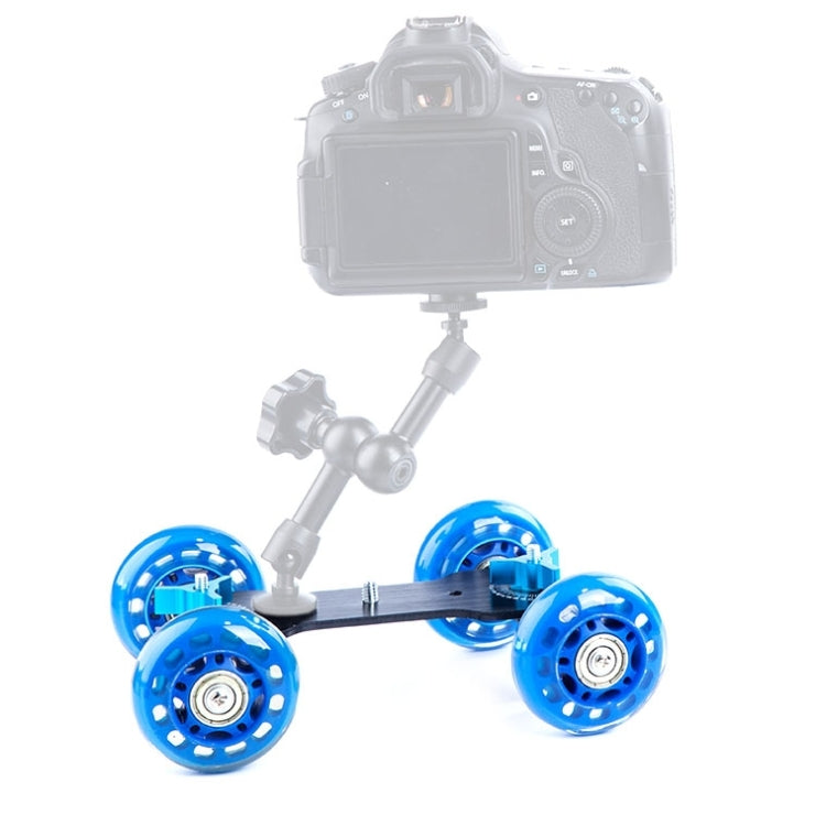 DEBO First Generation Camera Truck / Floor Table Video Slider Track Dolly Car for DSLR Camera / Camcorders, Blue