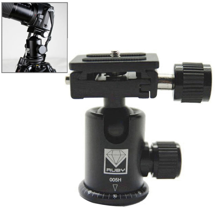 RUBY 005H Aluminium Magnesium Alloy Tripod Ball Head with Quick Release Plate Adapter, Aluminium