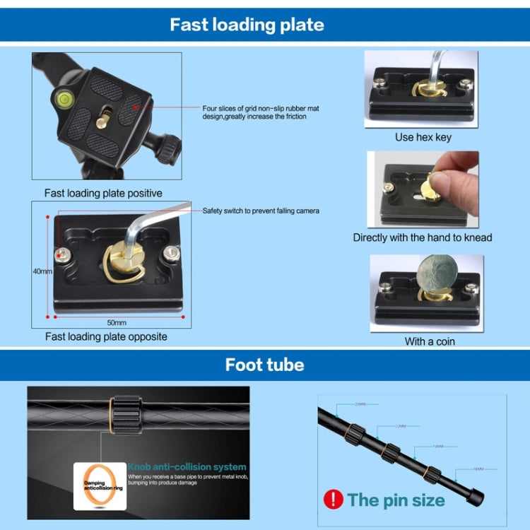 ZOMEI Z688 Portable Professional Travel Magnesium Alloy Material Tripod Monopod with Ball Head for Digital Camera, Z688