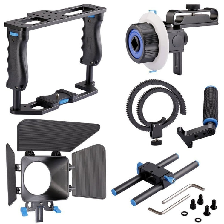 YELANGU YLG1103A-B Large Handle Video Camera Cage Stabilizer + Matte Box Kit for DSLR Camera / Video Camera
