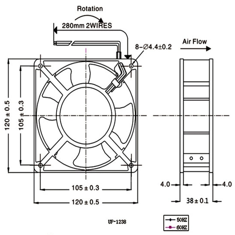 مروحة تبريد بدون فرشاة 2123HSL 12038 DP200A 220V