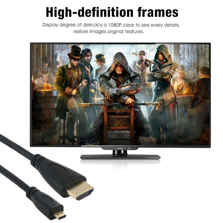 Câble HDMI vers micro HDMI Full HD 1080p pour GoPro HERO 4 / 3+ / 3 / 2 / 1 / SJ4000, longueur : 1,5 m.