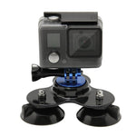 Triangle Direction Suction Cup Mount with Tripod Mount + Handle Screw for GoPro, Insta360, DJI and Other Action Cameras