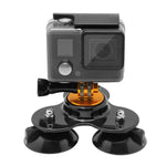 Triangle Direction Suction Cup Mount with Tripod Mount + Handle Screw for GoPro, Insta360, DJI and Other Action Cameras