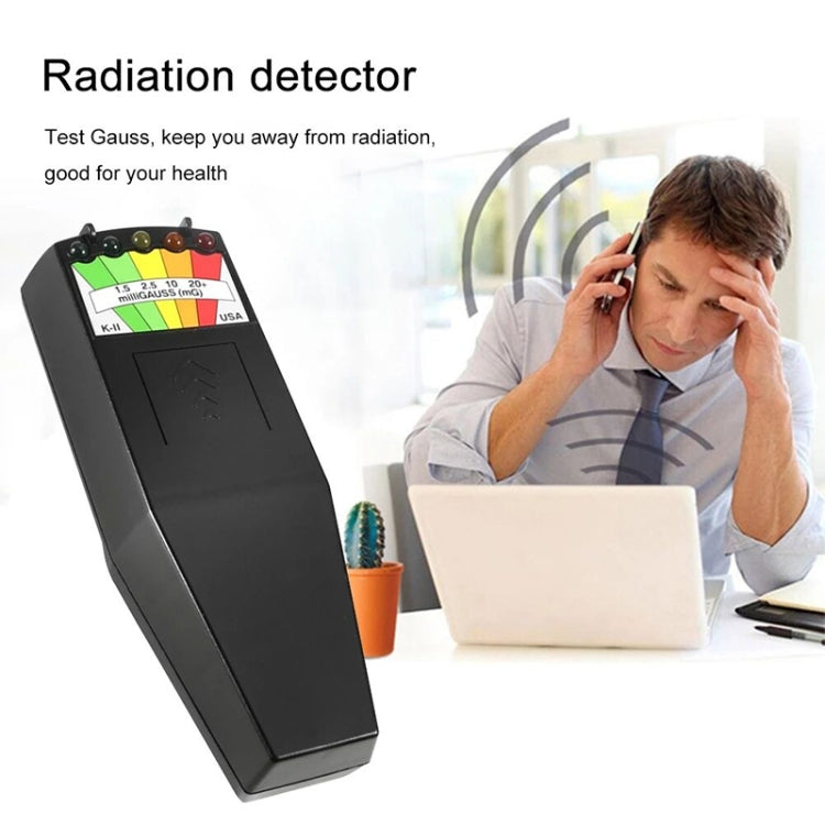كاشف إشعاع كهرومغناطيسي 5-LED مقياس EMF للاختبار، الطراز 2 أبيض، الطراز 2 أسود