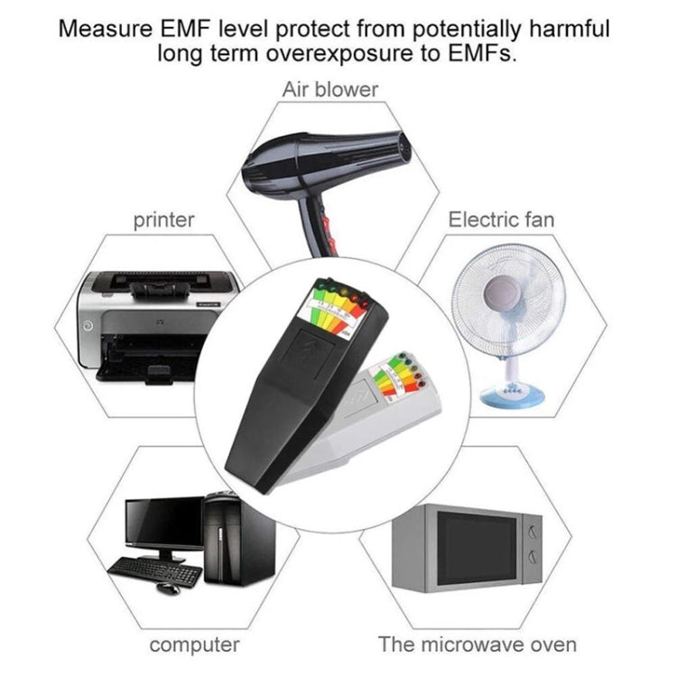 كاشف إشعاع كهرومغناطيسي 5-LED مقياس EMF للاختبار، الطراز 2 أبيض، الطراز 2 أسود