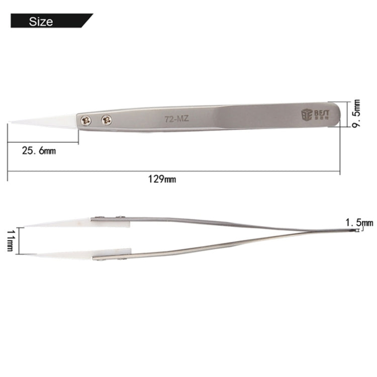 أفضل ملقط BST-72-MZ 302 من الفولاذ المقاوم للصدأ بمقاومة عالية للحرارة مع رأس سيراميكي، BST-72-MZ