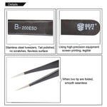 BEST BST-200ESD 202 Stainless Steel Anti-static Tip Tweezers, BST-200ESD