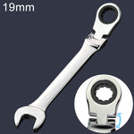 19mm Dual-use Opening Plum Ratcheting Angled Wrench , Length: 24.5cm, 19mm
