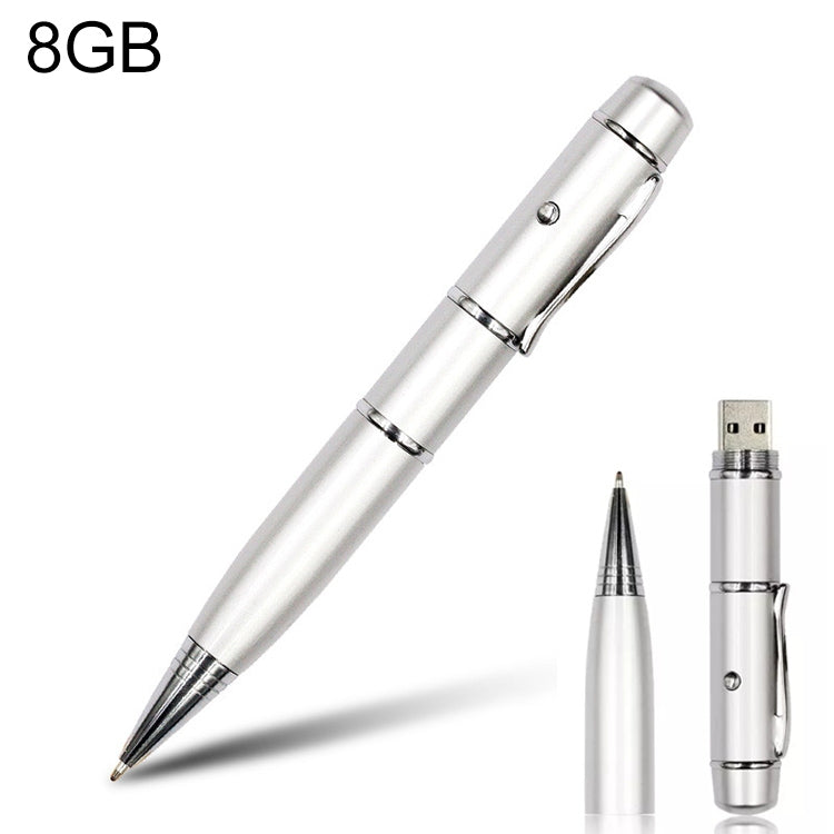 قرص فلاش USB على شكل قلم ليزر 3 في 1، فضي (8 جيجابايت)، 8 جيجابايت (فضي)