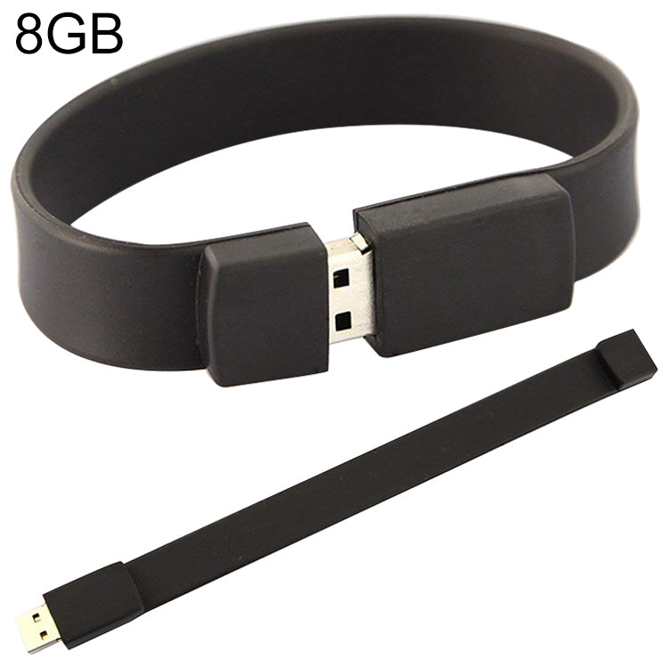 قرص فلاش USB 2.0 بسوار سيليكون 8GB، 8GB (أسود)