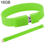 قرص فلاش USB 2.0 بسوار سيليكون 16GB، 16GB (أخضر)