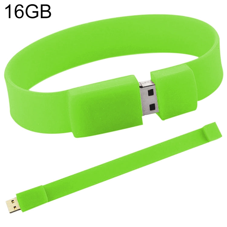 قرص فلاش USB 2.0 بسوار سيليكون 16GB، 16GB (أخضر)