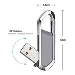 قرص فلاش USB 2.0 على شكل سلسلة مفاتيح معدنية بسعة 16 جيجابايت (رمادي)