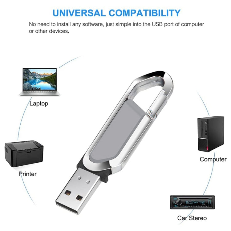 قرص فلاش USB 2.0 على شكل سلسلة مفاتيح معدنية بسعة 16 جيجابايت (رمادي)
