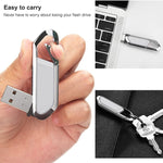 قرص فلاش USB 2.0 على شكل سلسلة مفاتيح معدنية بسعة 16 جيجابايت (رمادي)