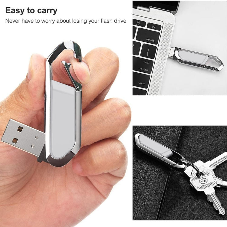 قرص فلاش USB 2.0 على شكل سلسلة مفاتيح معدنية بسعة 16 جيجابايت (رمادي)