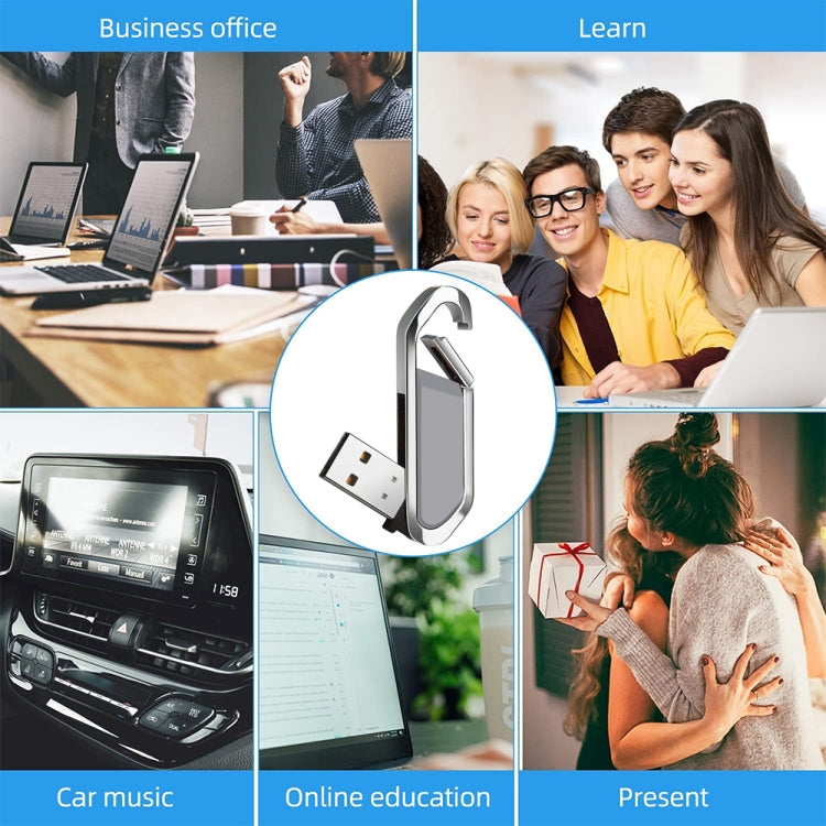 قرص فلاش USB 2.0 على شكل سلسلة مفاتيح معدنية بسعة 16 جيجابايت (رمادي)