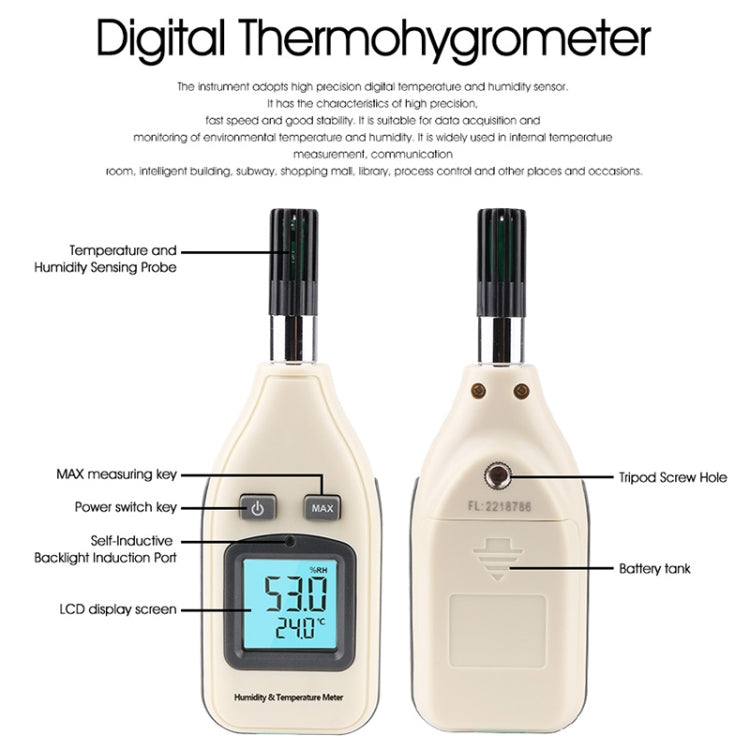 BENETECH GM1362 1.45 Inch Screen Digital Humidity & Temperature Meter, GM1362
