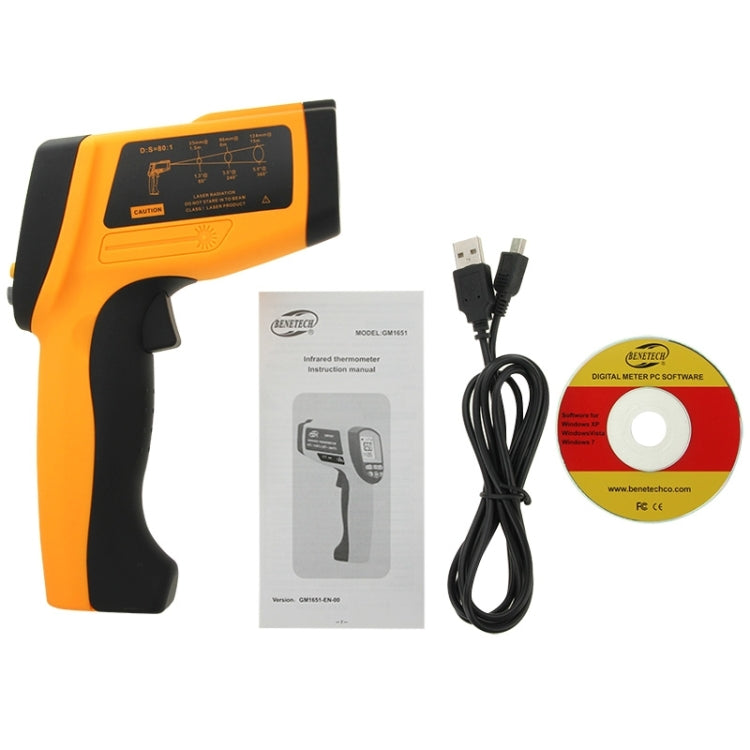 BENETECH GM1651 USB Digital Display Temperature Gun Handheld Infrared IR Thermometer, Measure Range: -30~1650C, GM1651