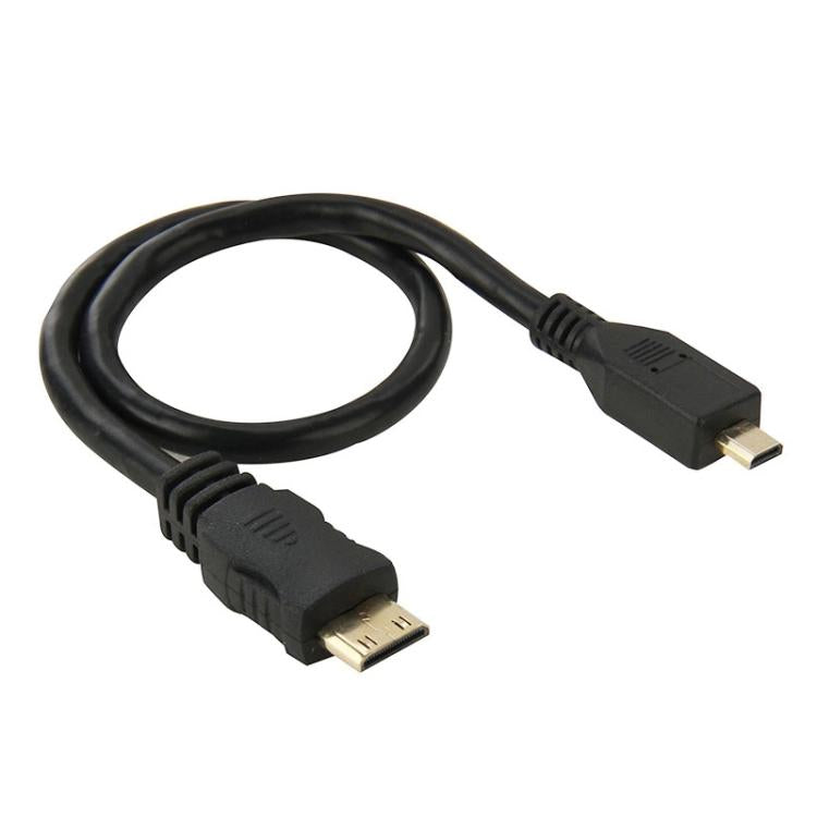 كابل محول Mini HDMI ذكر إلى Micro HDMI ذكر بطول 30 سم، Micro HDMI ذكر