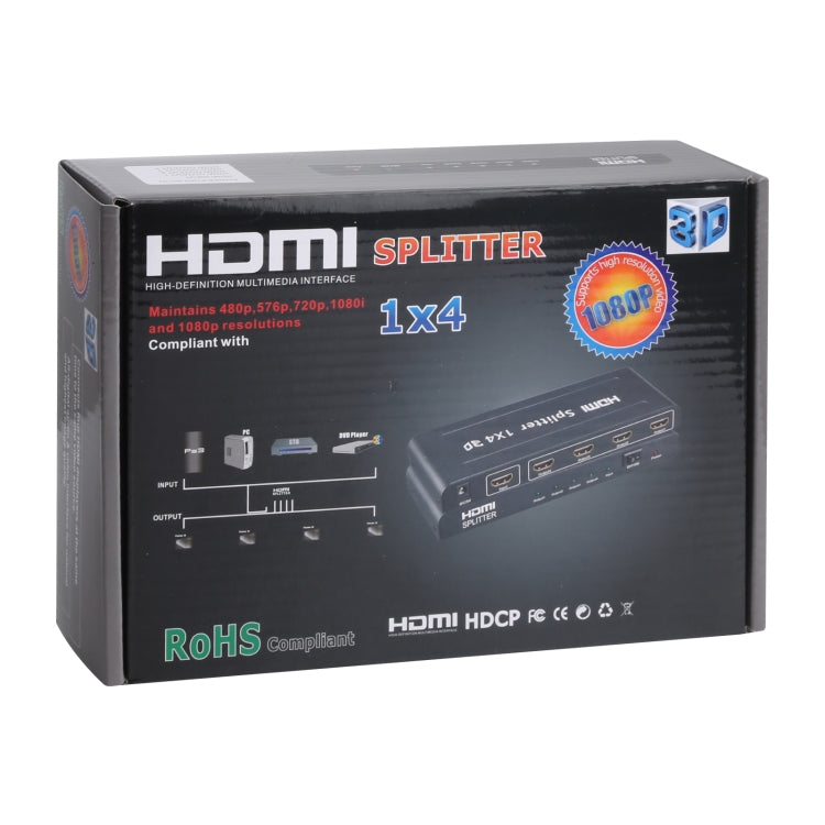 مقسم HDMI 1x4 بدقة 1080P، إصدار 1.4، قابس الاتحاد الأوروبي، 1x4 HDMI V1.3