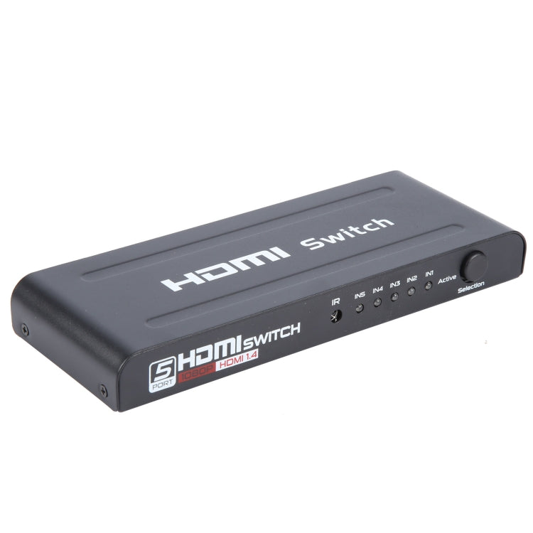 مفتاح HDMI بخمسة منافذ بدقة Full HD 1080P مع جهاز تحكم عن بعد ومؤشر LED، مع مؤشر LED