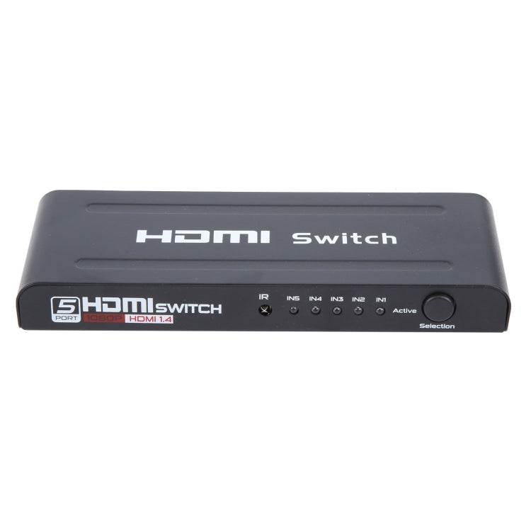 مفتاح HDMI بخمسة منافذ بدقة Full HD 1080P مع جهاز تحكم عن بعد ومؤشر LED، مع مؤشر LED