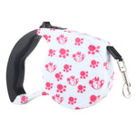 5m Pink Dog Footprint Pattern Easy Operation Retractable Dog Leash, Pink Dog Footprint