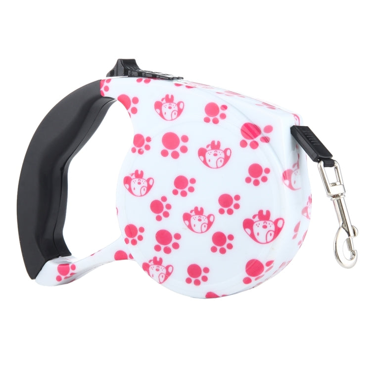 5m Pink Dog Footprint Pattern Easy Operation Retractable Dog Leash, Pink Dog Footprint