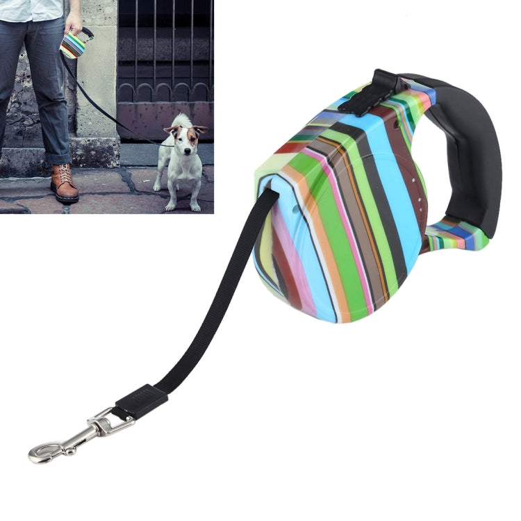 Easy Operation Retractable Flexible Dog Leash, 5m Color Strip Style
